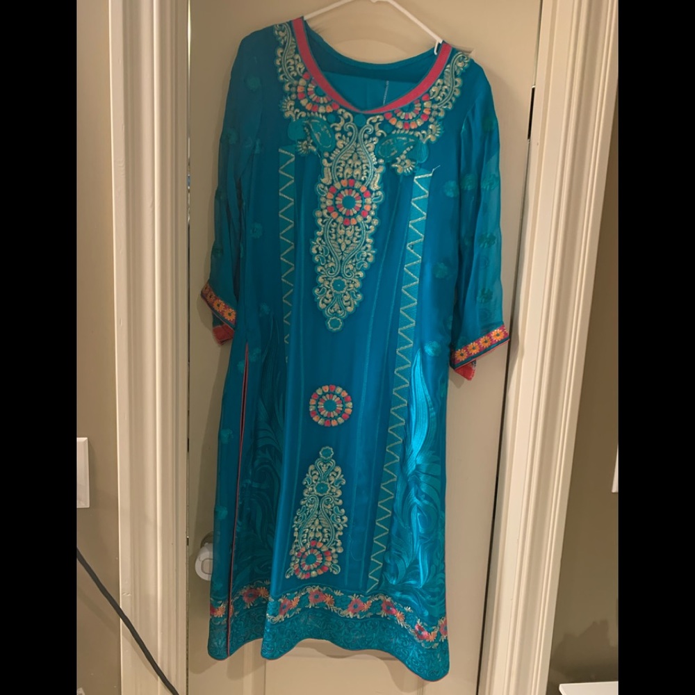 Embroidered chiffon dress…